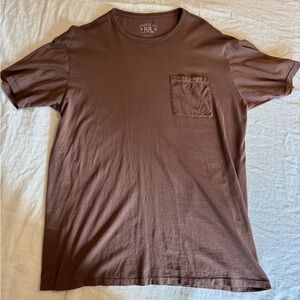 Double RL Men’s Garment-Dyed Pocket T-Shirt - Chocolate - L